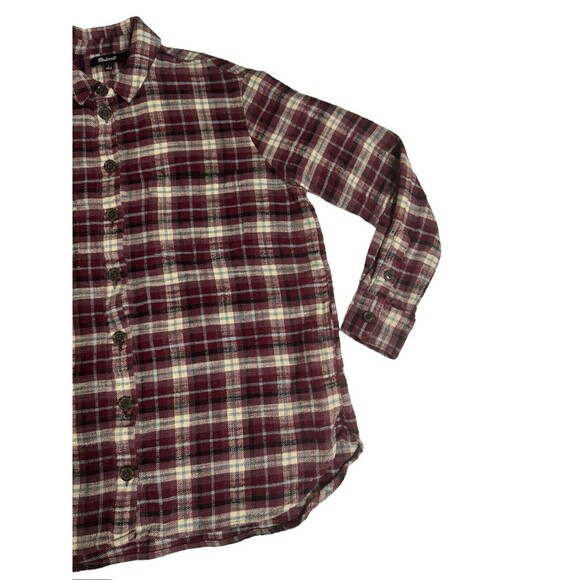 Madewell Flannel in Mahaska Burgundy Plaid Womens Button Up Shirt Pockets Small - Picture 4 of 16